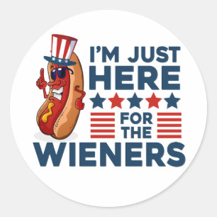 I'm Just Here For The Wieners 4Th Of July Classic Round Sticker