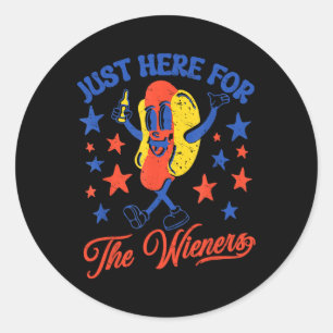 I'm Just Here For The Wieners 4th Of July Hot Dog Classic Round Sticker