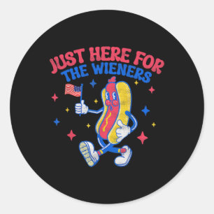 I'm Just Here For The Wieners 4th Of July Hot Dog  Classic Round Sticker