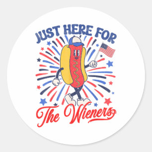 I'm Just Here For The Wieners 4th Of July Hot Dog Classic Round Sticker