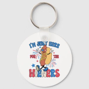 I'm Just Here For The Wieners 4th Of July Hot Dog Keychain