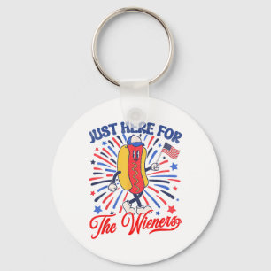 I'm Just Here For The Wieners 4th Of July Hot Dog  Keychain