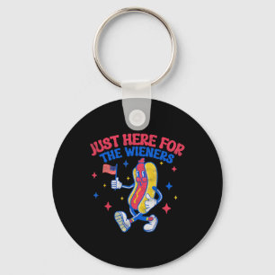 I'm Just Here For The Wieners 4th Of July Hot Dog  Keychain