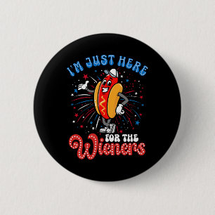 I'm Just Here For The Wieners Firework Hot Dog 4th 2 Inch Round Button