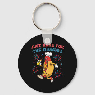 I'm Just Here For The Wieners Funny 4th Of July Bb Keychain