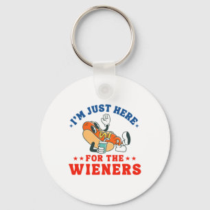 I'm Just Here For The Wieners Hot Dog Patriotic 4t Keychain