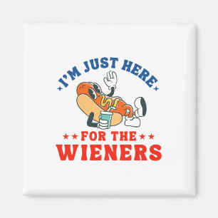 I'm Just Here For The Wieners Hot Dog Patriotic 4t Magnet