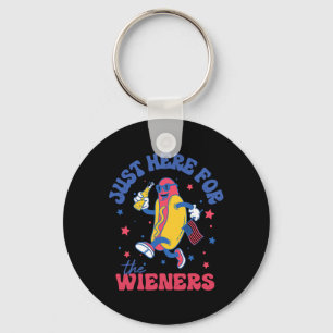 I'm Just Here For Wieners Shirt 4th Of July Hotdog Keychain