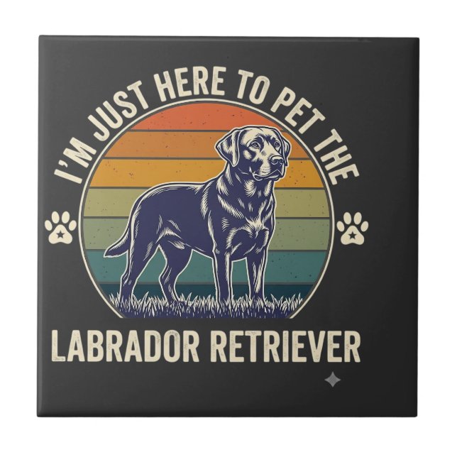 Im Just Here Pet Labrador Retriever Dog Retro Suns Tile (Front)