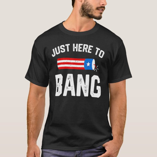 I'm Just Here To Bang  4th July American Flag Clot T-Shirt (Front)