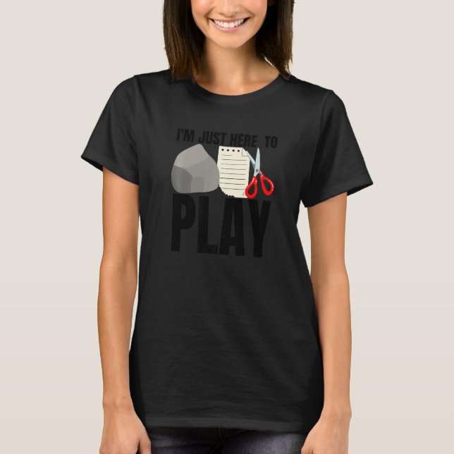 I'm Just Here To Play Rock Paper Scissors Adult De T-Shirt (Front)