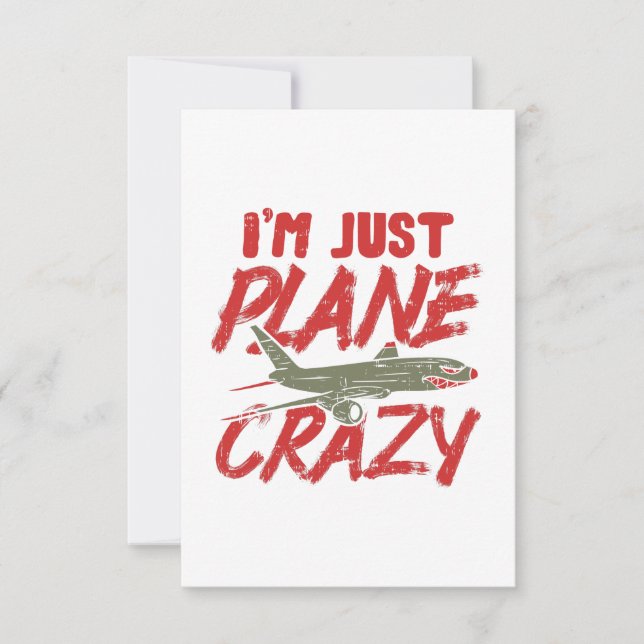 I'm Just Plane Crazy Airplane Fly Aircraft Gift Card (Front)