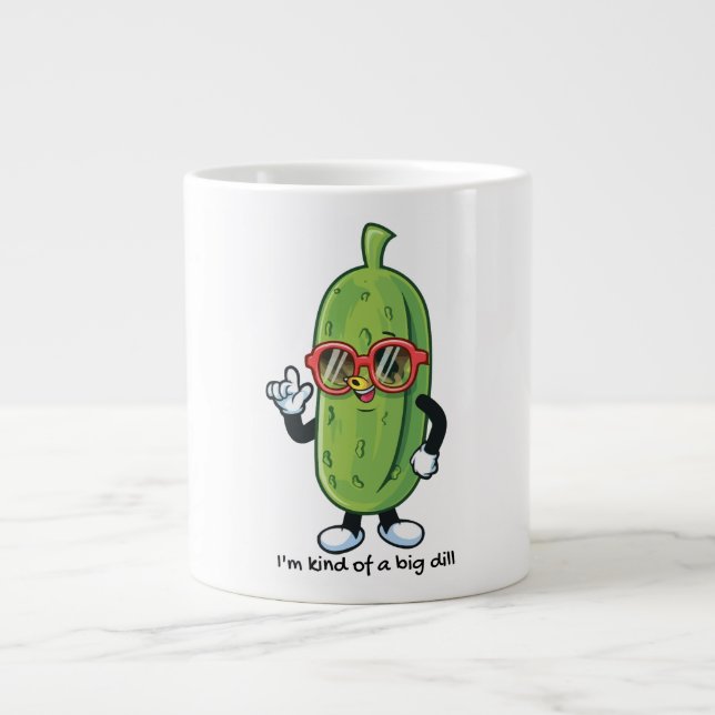 I'm Kind of a Big Dill | pickle wearing sunglasses Large Coffee Mug (Front)