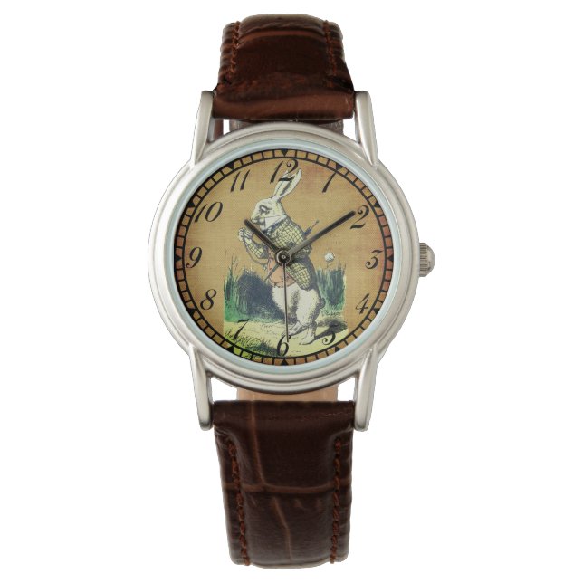 I'm Late! Alice in Wonderland White Rabbit Watch (Front)