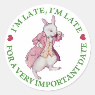 I'm Late, I"m Late, For a Very Important Date Classic Round Sticker