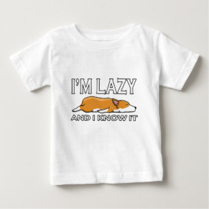 I'm Lazy and I Know It Funny Sleeping Corgi Dog Baby T-Shirt