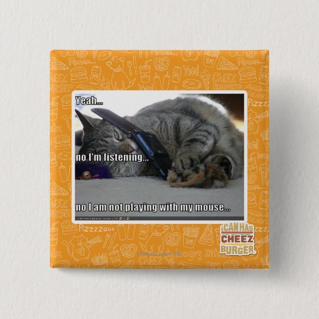 I'm listening 2 inch square button (Front)