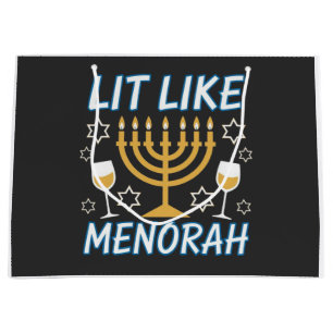 I'm Lit Like Menorah Hanukkah Jewish Menorah Holid Large Gift Bag