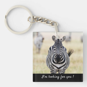 I'm looking for you Zebra photo with text Keychain