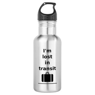 I'm Lost in Transit Travel Suitcase Light-Monotone 532 Ml Water Bottle