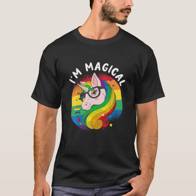 I'm Magical Lesbian Rainbow Unicorn LGBT Gay Pride T-Shirt (Front)