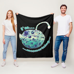 I'm Mesmerizing... The puffer-lamp-fish realized. Fleece Blanket