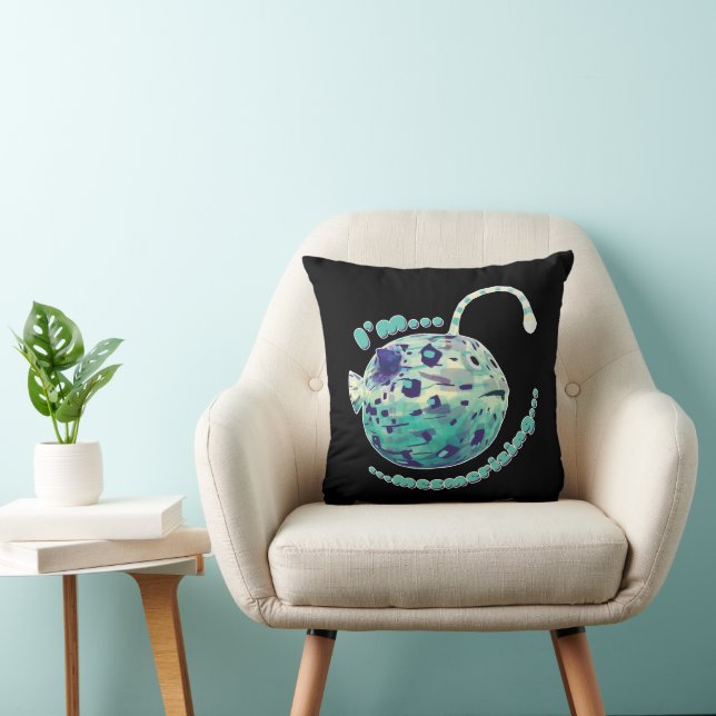 I'm Mesmerizing... The puffer-lamp-fish realized. Throw Pillow (Chair)
