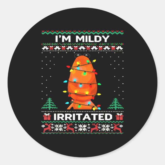 I'm Mildly Irritated Marcus The Worm Christmas Fun Classic Round Sticker (Front)
