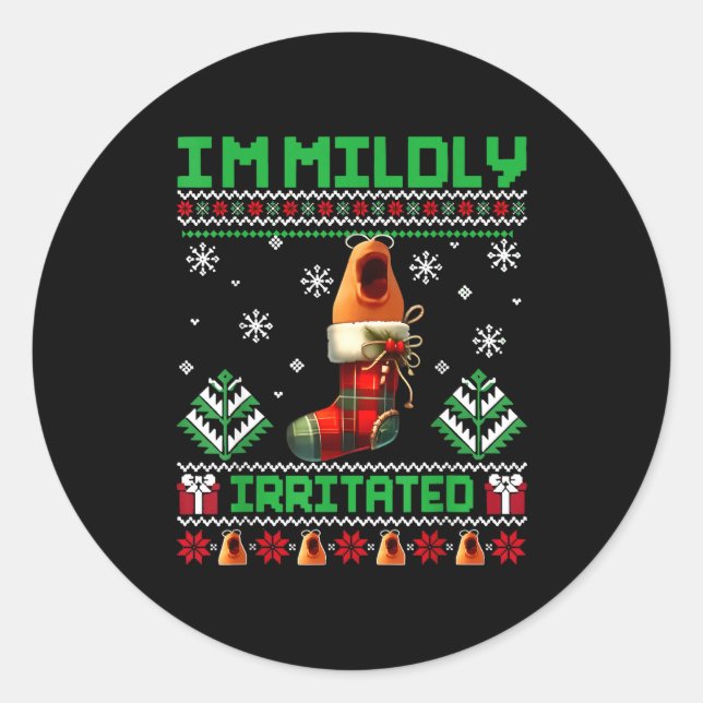 I'm Mildly Irritated Marcus The Worm Christmas Fun Classic Round Sticker (Front)