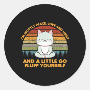 I'm Mostly Peace Love Funny Yoga Cat Pose Classic Round Sticker