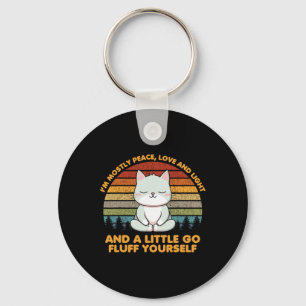 I'm Mostly Peace Love Funny Yoga Cat Pose Keychain
