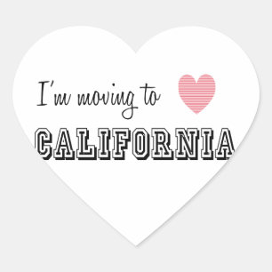 I'm Moving To California Heart Sticker