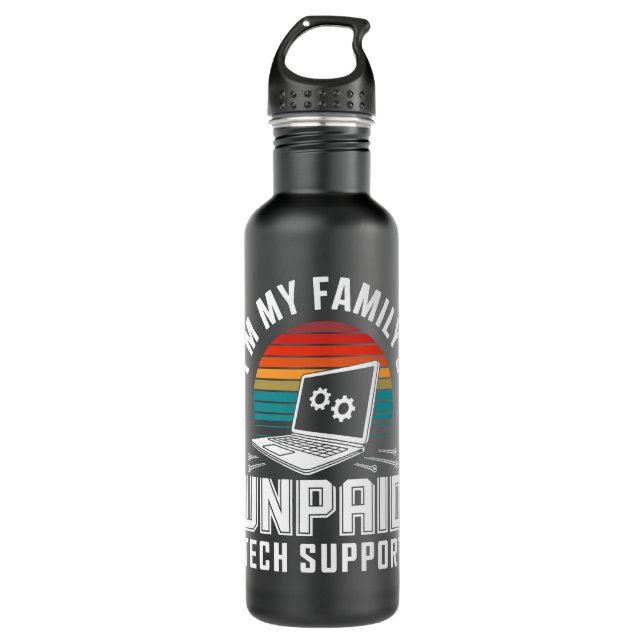 Im My Familys Unpaid Tech Support Funny Coder Prem 710 Ml Water Bottle (Front)