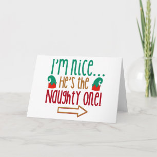 Im Nice Hes Naughty Elf Hat Holiday Card