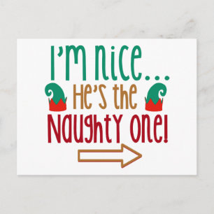 Im Nice Hes Naughty Elf Hat Postcard