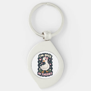 I'm nice in theory goose humour keychain
