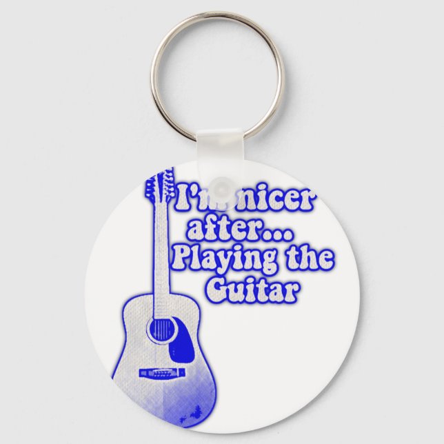 I'm nicer after playing the guitar keychain (Front)