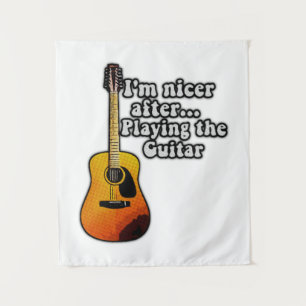 I'm nicer after playing the guitar. vintage colour tapestry