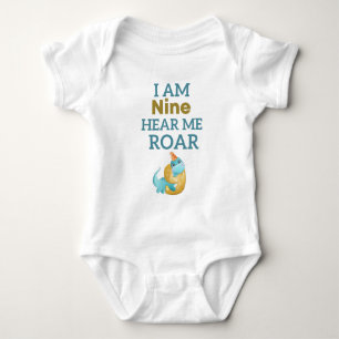 I'm Nine Hear Me Roar Personalized T-Rex Birthday Baby Bodysuit