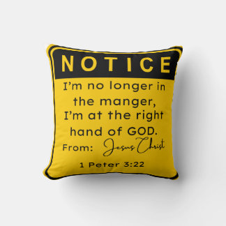 I'm no longer in the manger throw pillow