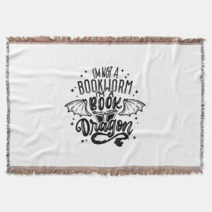 I'm Not A Bookworm I'm A Book Dragon Fantasy Book  Throw Blanket