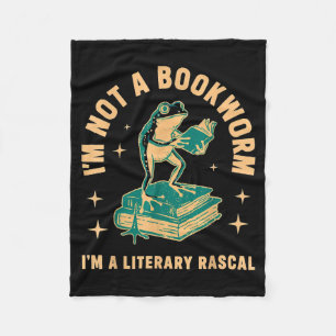 I'm not a bookworm i'm a literary rascal frog fleece blanket