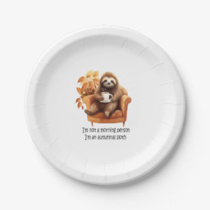 I'm Not a Morning Person Autumnal Sloth Paper Plate