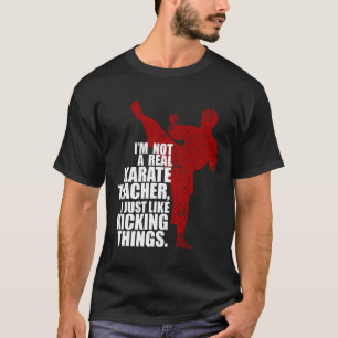 I'm Not A Real Karate Teacher Kicking Things T-Shirt