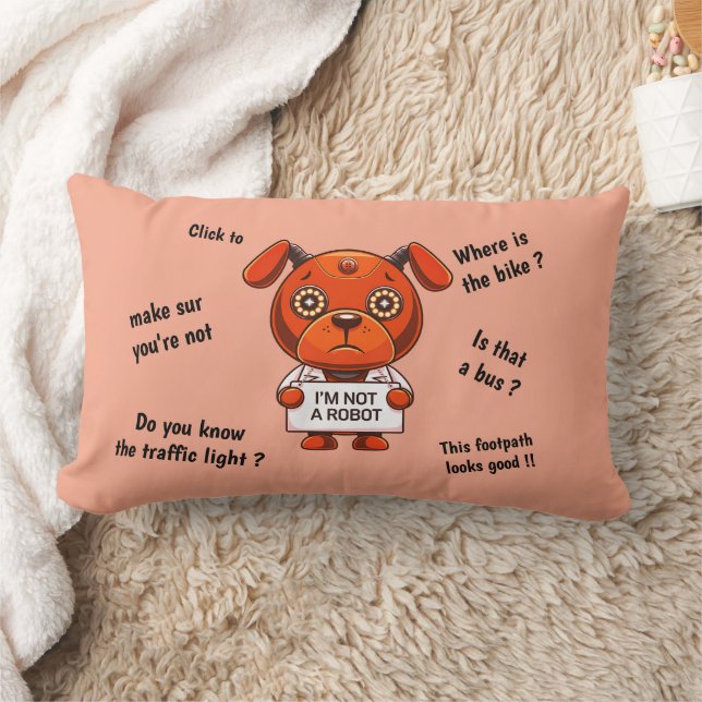 I'm not a robot cute dog lumbar pillow (Blanket)