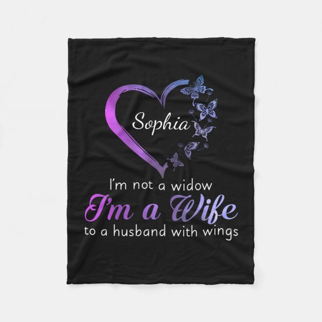 I'm Not A Widow I'm A Wife To A Husband With Wings Fleece Blanket (Front)
