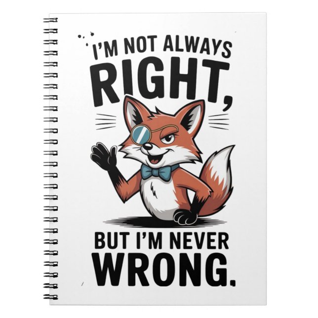 "I'm Not Always Right, But I'm Never Wrong" Notebook (Front)
