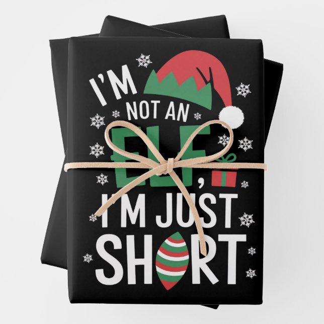 I'm Not An Elf Just Short Funny Christmas Xmas Wrapping Paper Sheet (In situ)