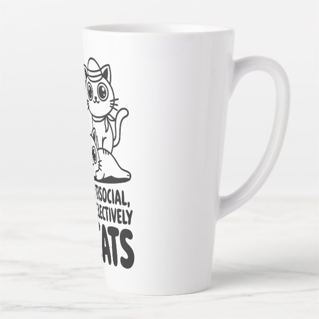 I'm Not Antisocial Cats Latte Mug (Right)