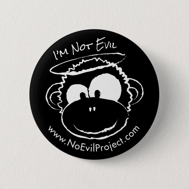 I'm not Evil Monkey Buttons - Black (Front)